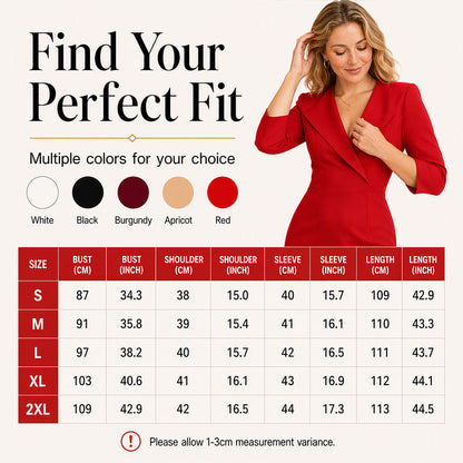 Women's V-Neck 3/4 Sleeve Blazer Dress
