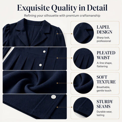 Women's Long Sleeve Pleated Blazer Dress