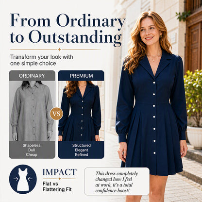 Women's Long Sleeve Pleated Blazer Dress