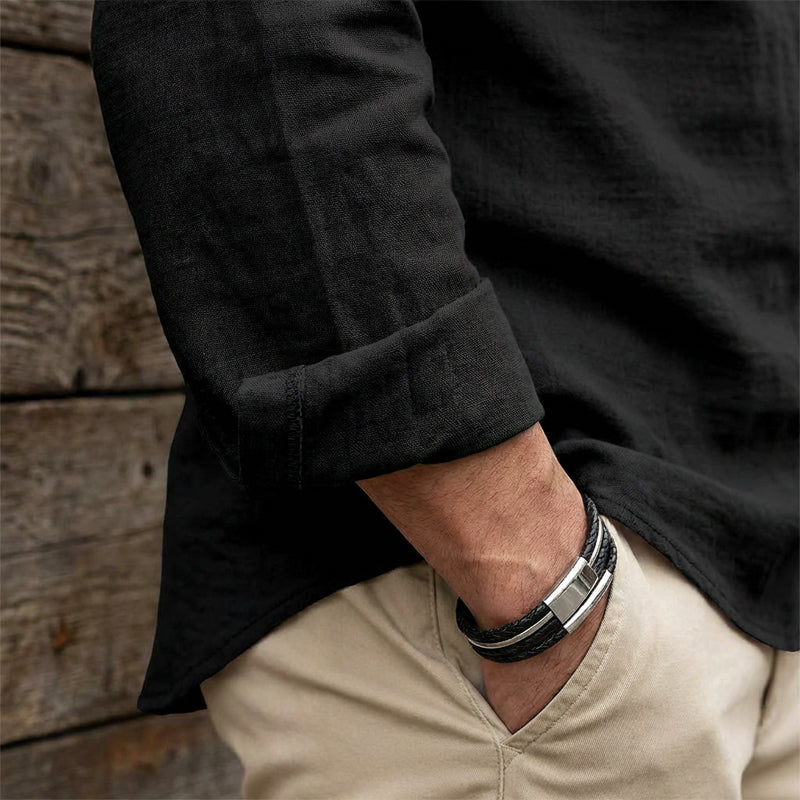 ✨ Easy Everyday Style | Men's Lace-Up Stand-Collar Cotton-Blend Shirt