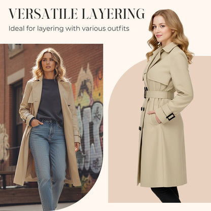 Women's Casual Double-Breasted Trench Coat