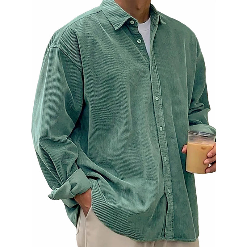 Men's Casual Corduroy Button-Up Shirt