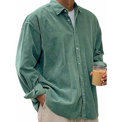 Men's Casual Corduroy Button-Up Shirt