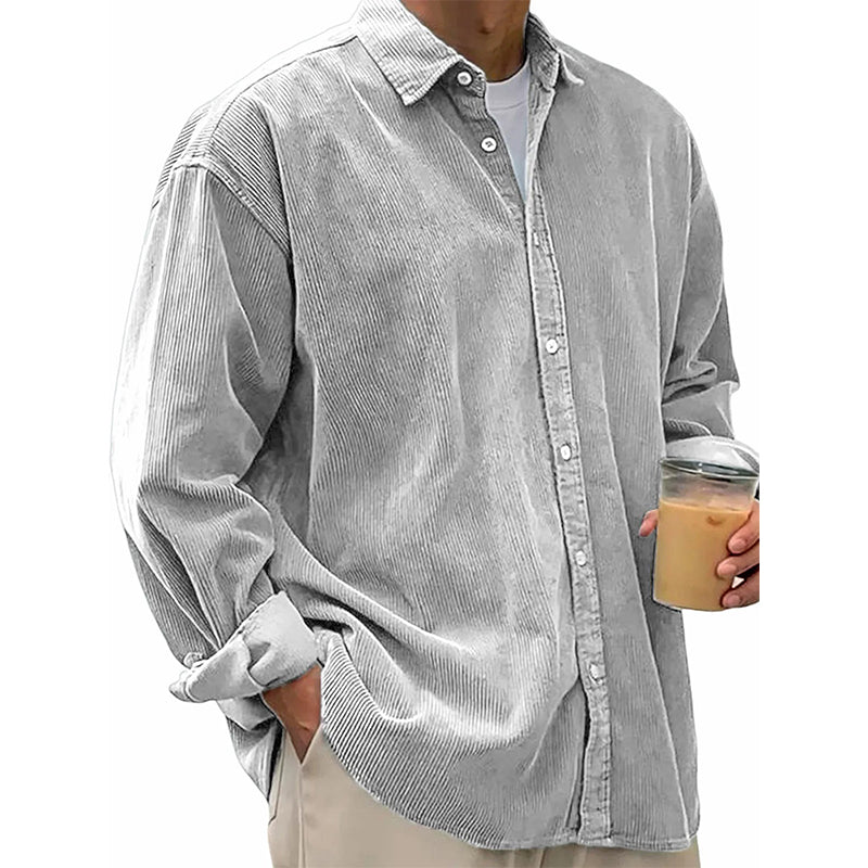 Men's Casual Corduroy Button-Up Shirt