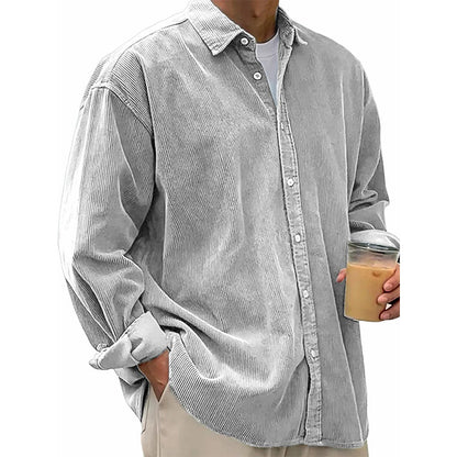 Men's Casual Corduroy Button-Up Shirt