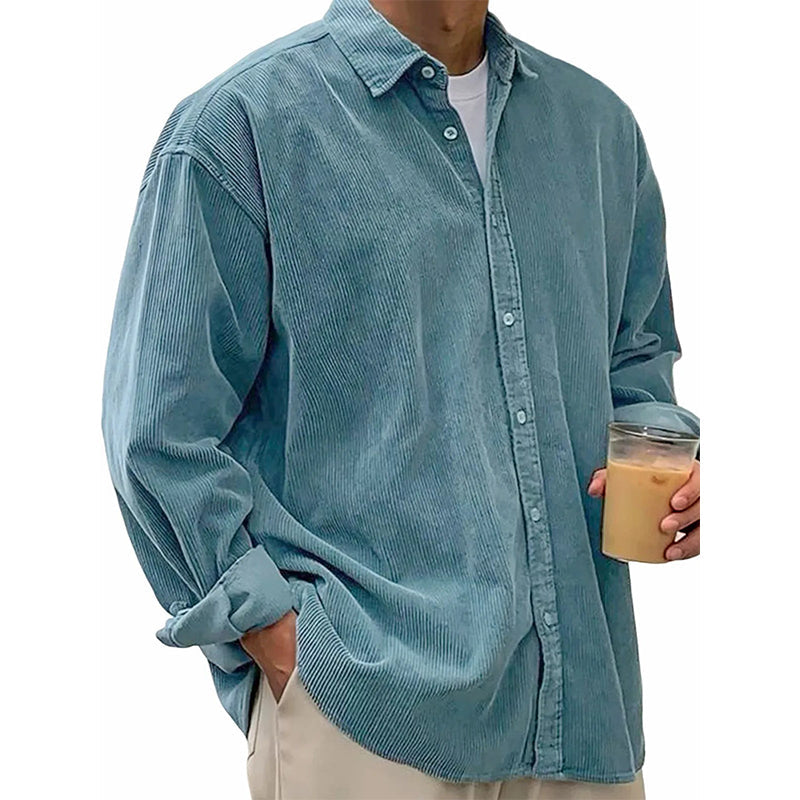 Men's Casual Corduroy Button-Up Shirt