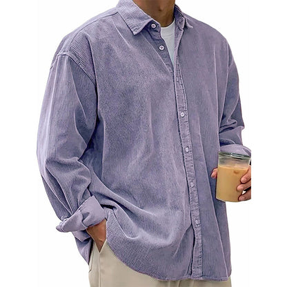 Men's Casual Corduroy Button-Up Shirt
