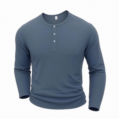 Men's Casual Henley Neck Long Sleeve Shirt