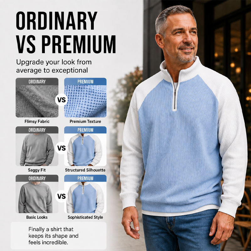 Men's Waffle Knit Quarter Zip T-Shirt
