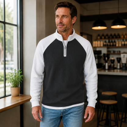 Men's Waffle Knit Quarter Zip T-Shirt