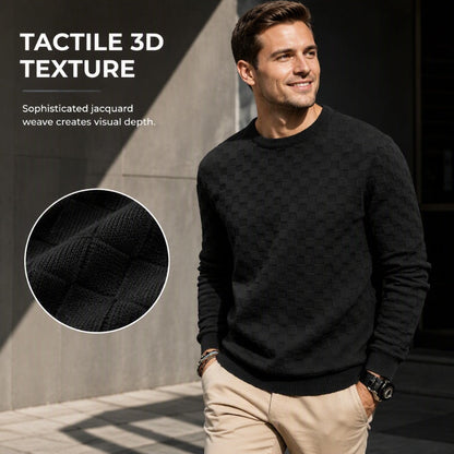Men's Checkerboard Print Crewneck Sweatshirt