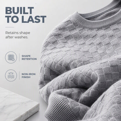 Men's Checkerboard Print Crewneck Sweatshirt