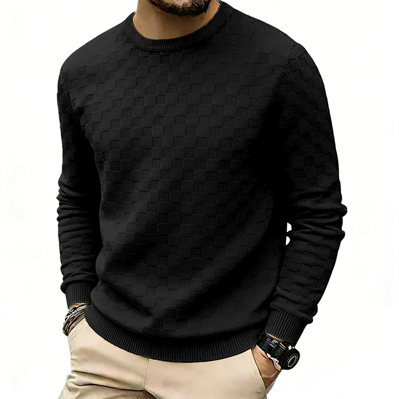 Men's Checkerboard Print Crewneck Sweatshirt