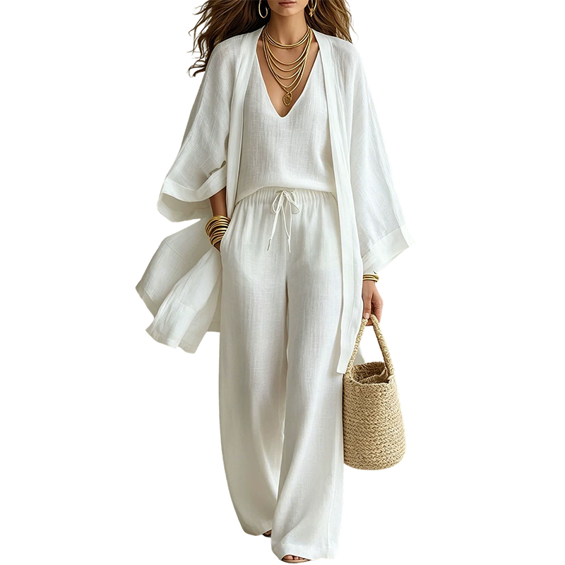 Hot Sale 50% OFF💖Women's Cardigan Tank Top & Pants 3-Piece Set