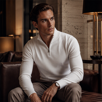 Men's Stylish Quarter-Zip Mock Neck Sweater