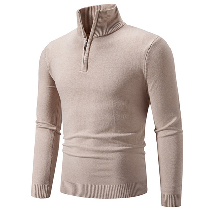 Men's Stylish Quarter-Zip Mock Neck Sweater