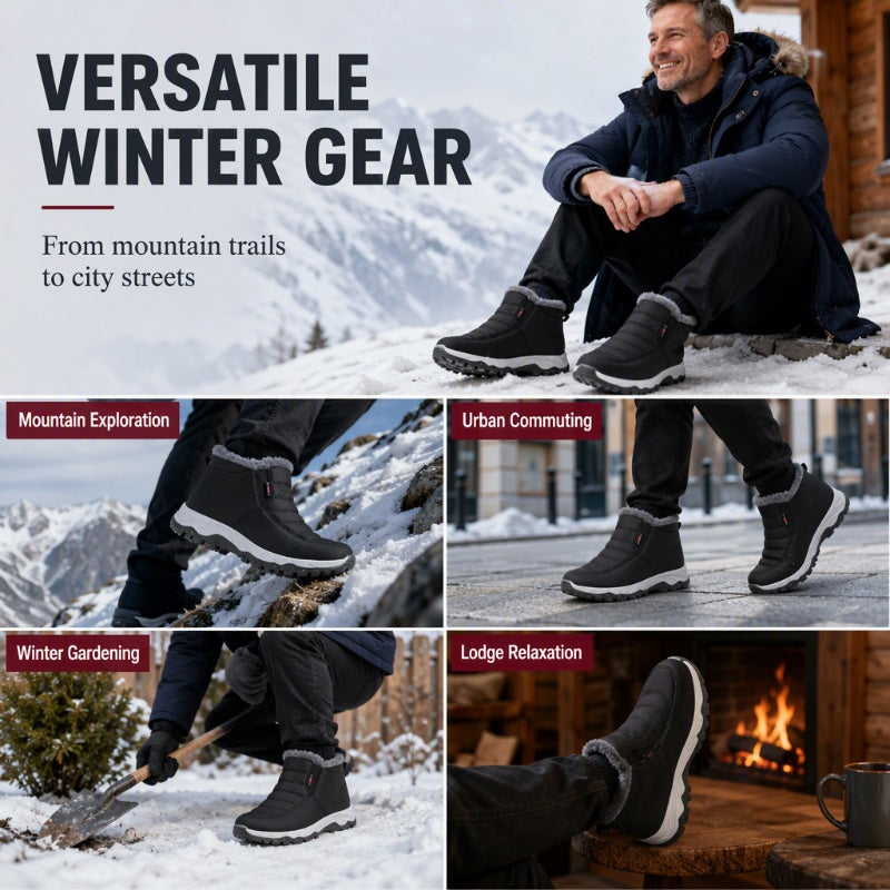 ❄️ Cold-Weather Comfort | Men's Warm Plush-Lined Slip-On Snow Boots