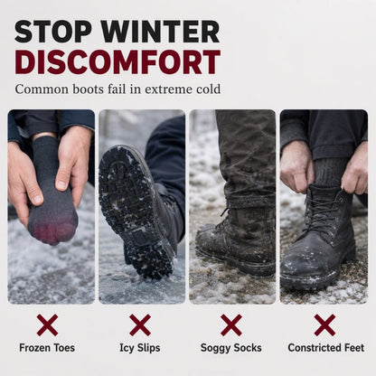 ❄️ Cold-Weather Comfort | Men's Warm Plush-Lined Slip-On Snow Boots