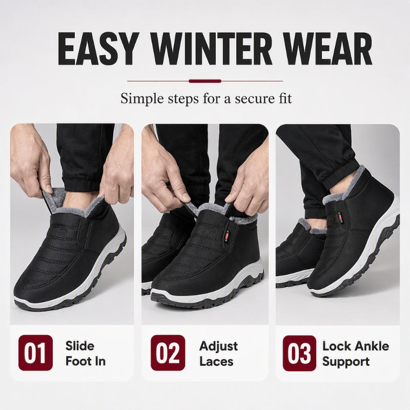 ❄️ Cold-Weather Comfort | Men's Warm Plush-Lined Slip-On Snow Boots