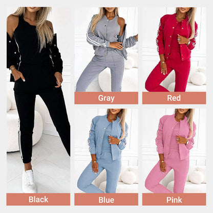 ✨ Effortless Versatility | Women's Jacket, Tank Top & Pants 3-Piece Set