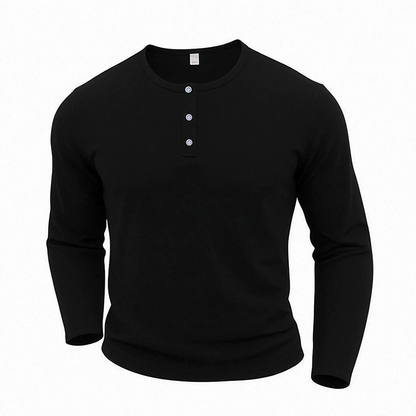 🍂 Men’s Casual Henley Long-Sleeve Shirt – Timeless Style & Everyday Autumn Comfort
