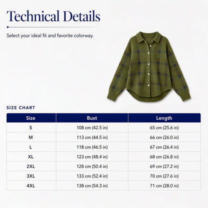 Women's Casual Plaid Button-Down Cardigan
