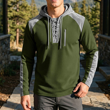 Men's Casual Knit Color-Block Hoodie