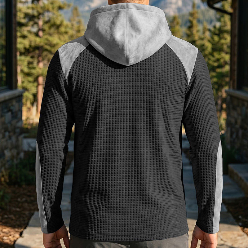 Men's Casual Knit Color-Block Hoodie