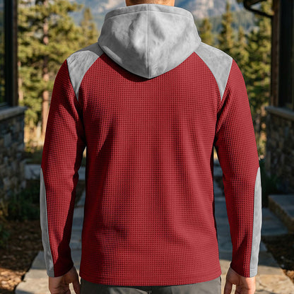 Men's Casual Knit Color-Block Hoodie