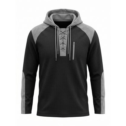 Men's Casual Knit Color-Block Hoodie