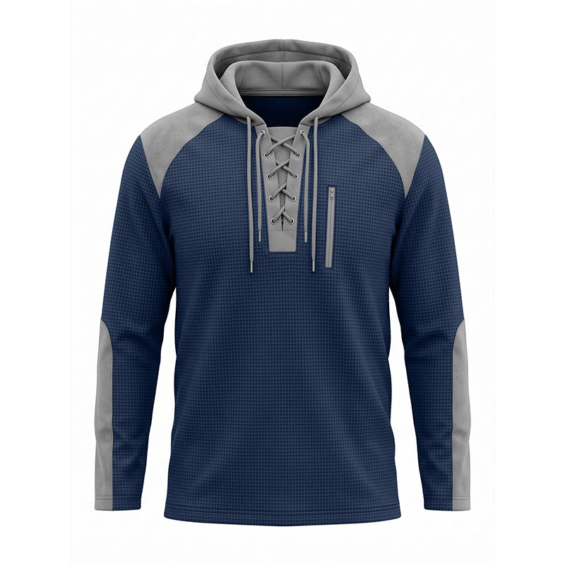 Men's Casual Knit Color-Block Hoodie