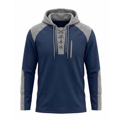 Men's Casual Knit Color-Block Hoodie