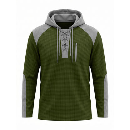 Men's Casual Knit Color-Block Hoodie