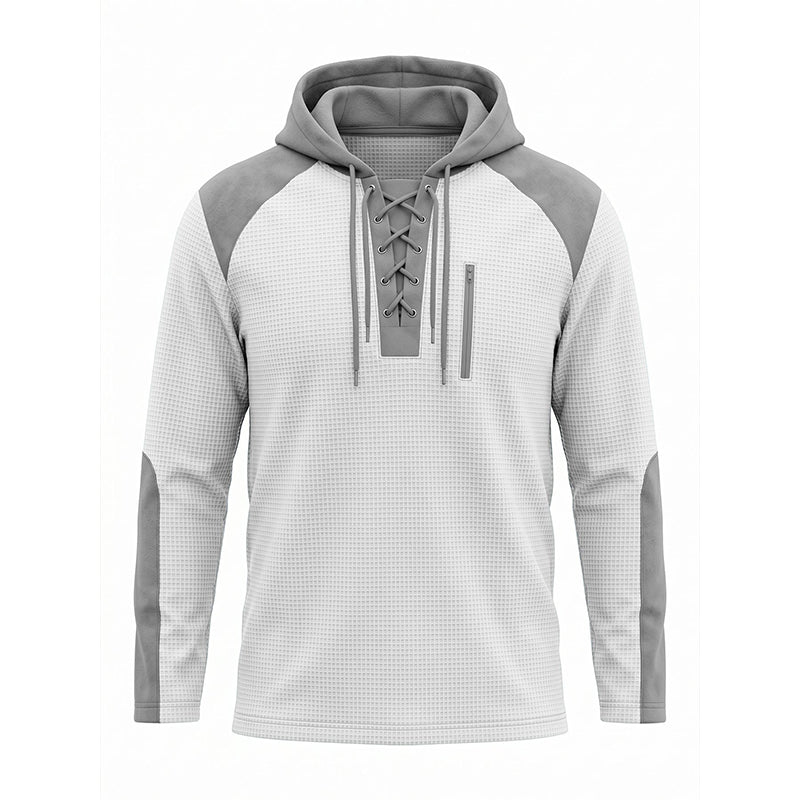 Men's Casual Knit Color-Block Hoodie