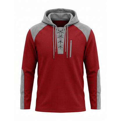 Men's Casual Knit Color-Block Hoodie