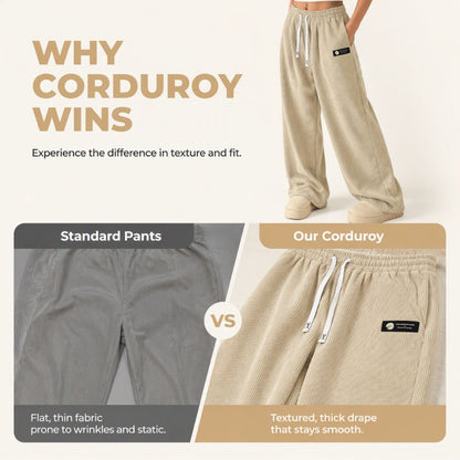 Women's Corduroy Wide-Leg Pants with Drawstring
