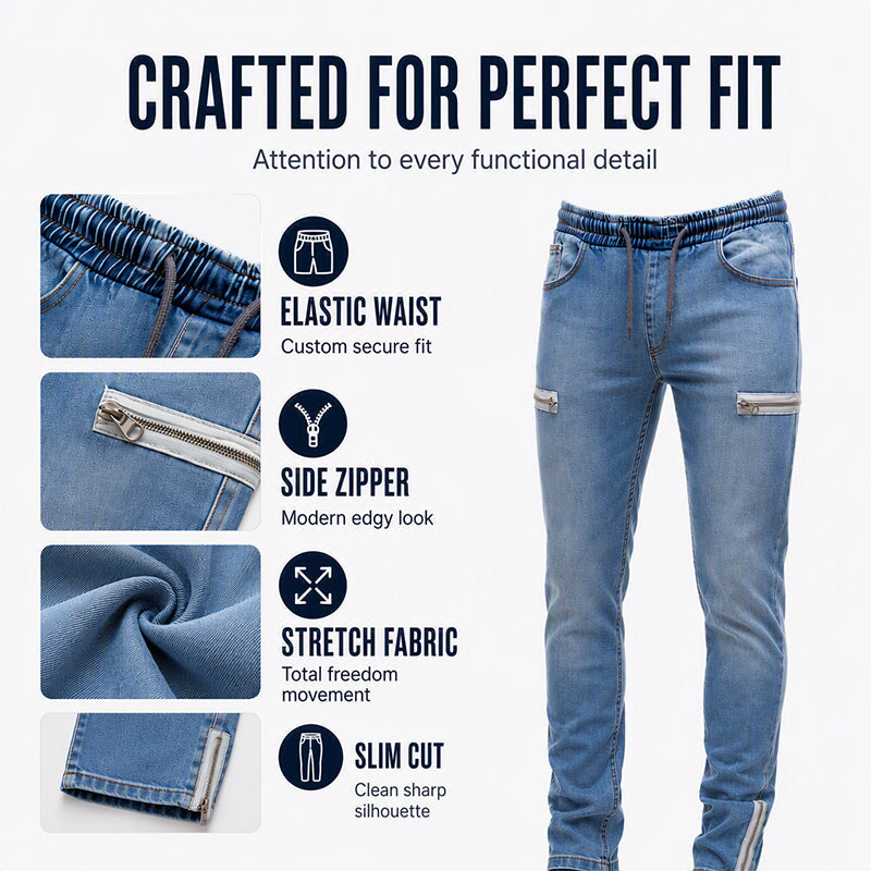 👖✨Bestseller - Slim-Fit Denim Joggers with Stretch Waist – Easy Pull-On Style & Clean Tapered Look for Everyday Wear