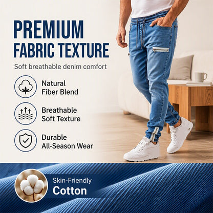 👖✨Bestseller - Slim-Fit Denim Joggers with Stretch Waist – Easy Pull-On Style & Clean Tapered Look for Everyday Wear