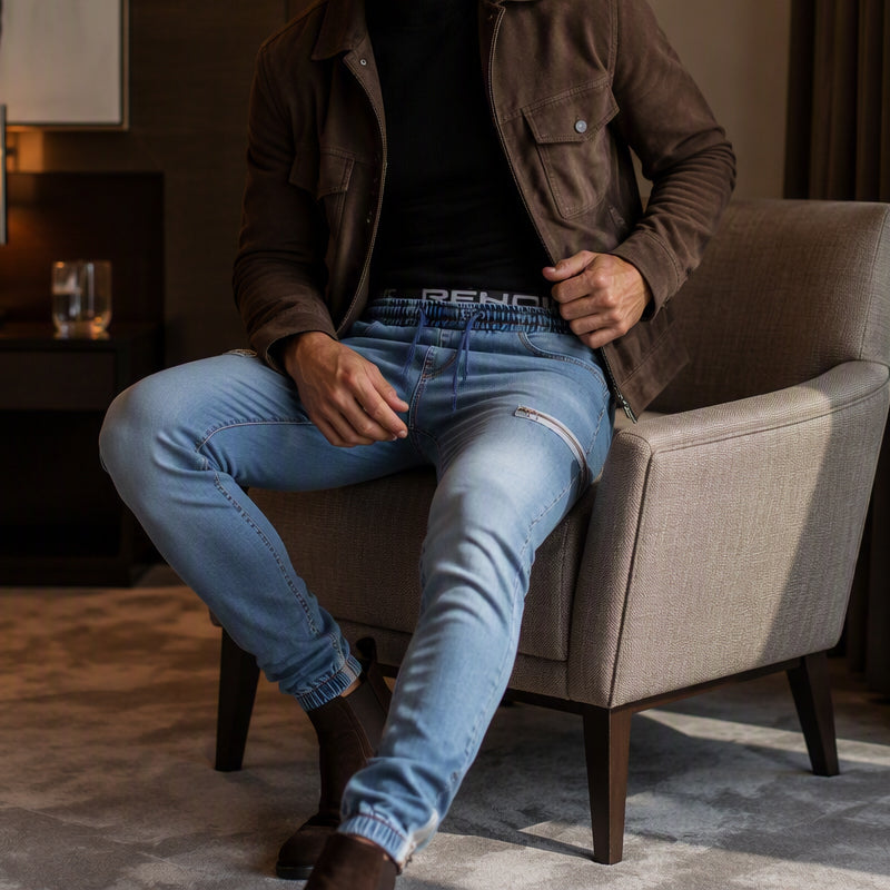 👖✨Bestseller - Slim-Fit Denim Joggers with Stretch Waist – Easy Pull-On Style & Clean Tapered Look for Everyday Wear