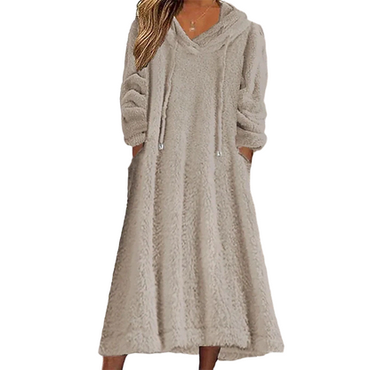 ❄️ Cozy Winter Comfort | Women's Plush Hooded Maxi Lounge Dress