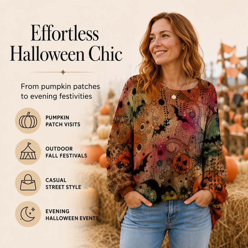 🎃 Halloween Favorite | Women's Batwing-Sleeve Loose-Fit Knit Sweater