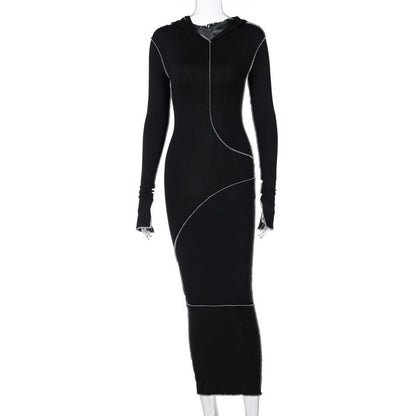 Women's Slim-Fit Hooded Maxi Dress