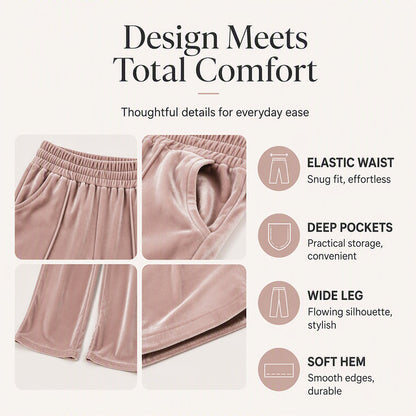 Women's Elegant Velvet Wide-Leg Pants