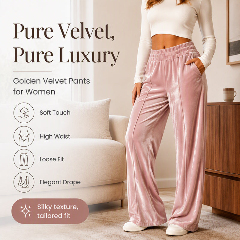 Women's Elegant Velvet Wide-Leg Pants