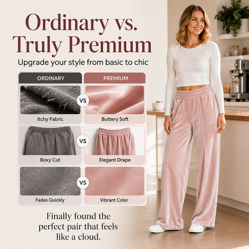 Women's Elegant Velvet Wide-Leg Pants