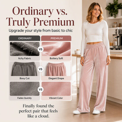 Women's Elegant Velvet Wide-Leg Pants