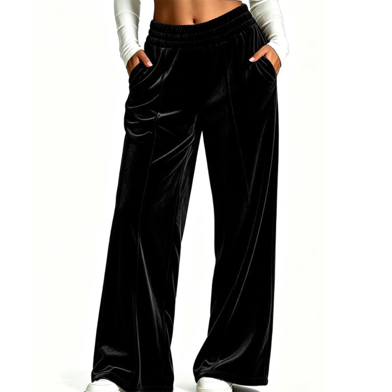 Women's Elegant Velvet Wide-Leg Pants