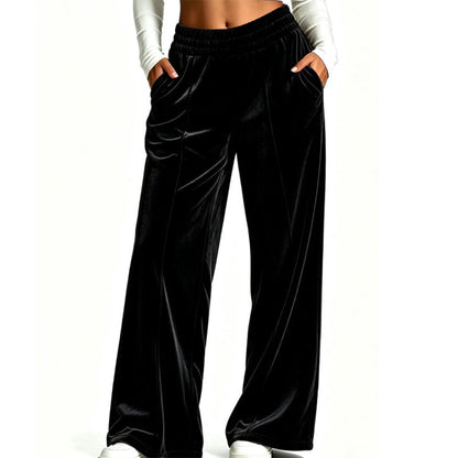 Women's Elegant Velvet Wide-Leg Pants