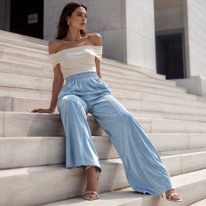 Women's Elegant Velvet Wide-Leg Pants
