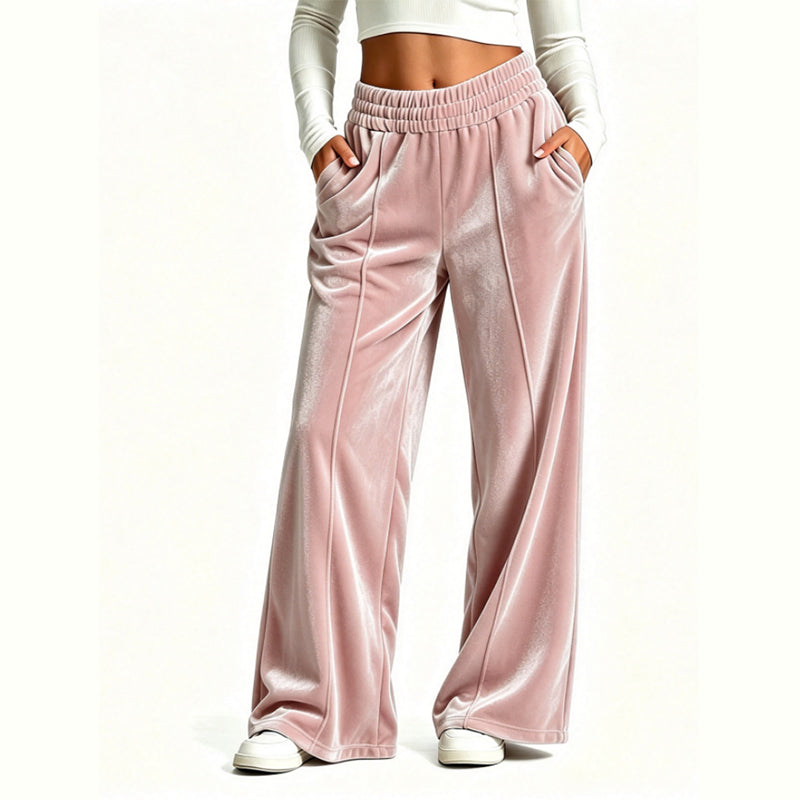 Women's Elegant Velvet Wide-Leg Pants